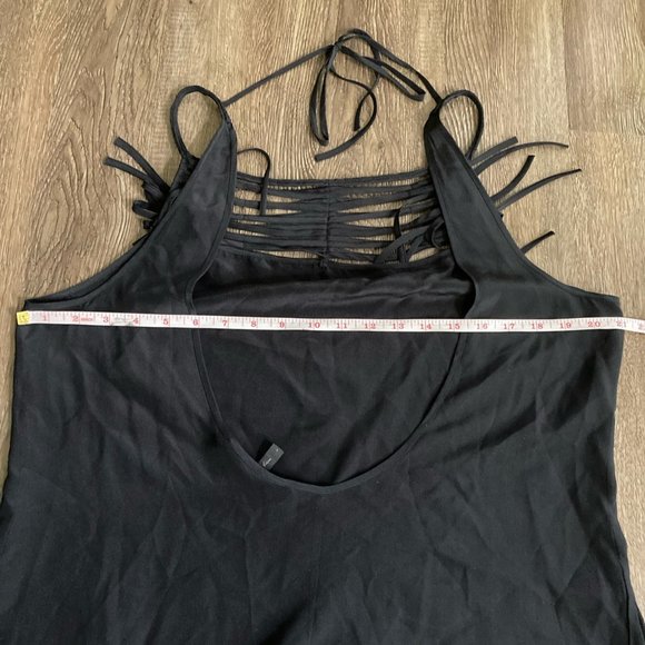 BCBGMAXAZRIA Silk Fringe Dress Tunic with Black - Picture 8 of 10